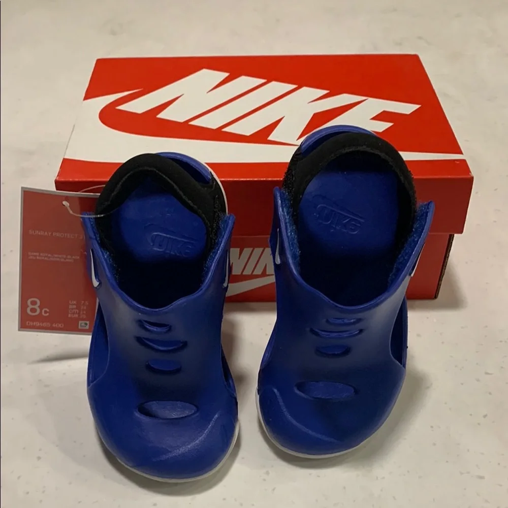 Nike Kids Sunray Protect Blue Shoe/Sandals Sz 8 NEW W/box Royal blue White Black